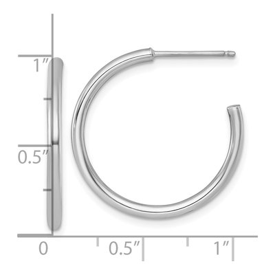14K White Gold 25mm Tube C- Hoop Earrings – view 4