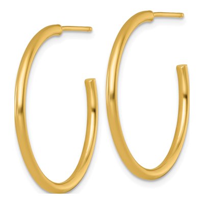 14K Yellow Gold 30mm Tube C- Hoop Earrings – view 3
