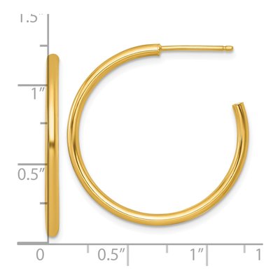 14K Yellow Gold 30mm Tube C- Hoop Earrings – view 4
