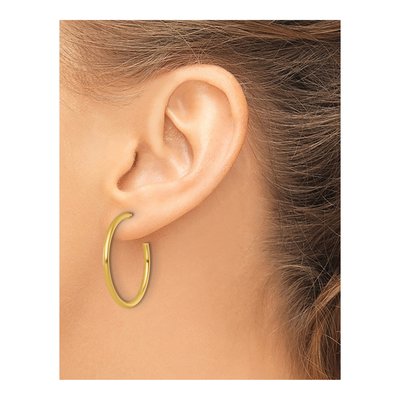 14K Yellow Gold 30mm Tube C- Hoop Earrings – view 5