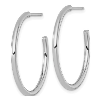 14K White Gold 30mm Tube C- Hoop Earrings – view 3