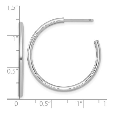 14K White Gold 30mm Tube C- Hoop Earrings – view 4