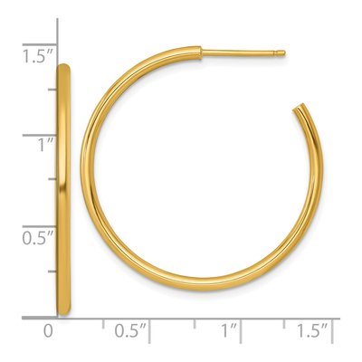 14K Yellow Gold 35mm Tube C- Hoop Earrings – view 4