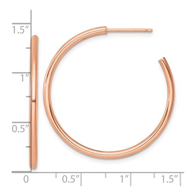 14K Rose Gold 35mm Tube C- Hoop Earrings – view 4