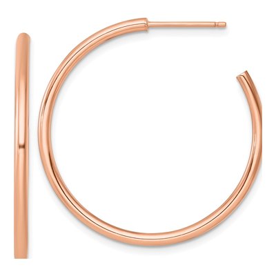 14K Rose Gold 35mm Tube C- Hoop Earrings