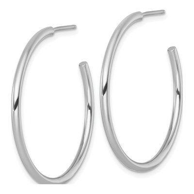 14K White Gold 35mm Tube C- Hoop Earrings – view 3