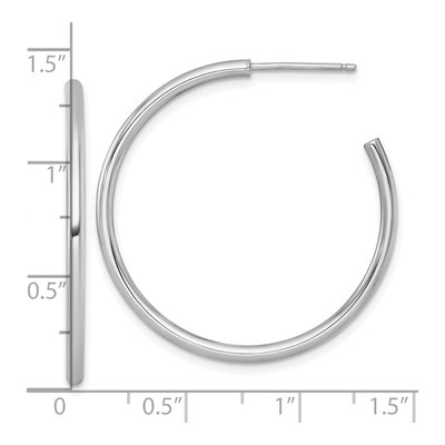 14K White Gold 35mm Tube C- Hoop Earrings – view 4