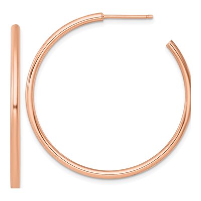 14K Rose Gold 40mm Tube C- Hoop Earrings