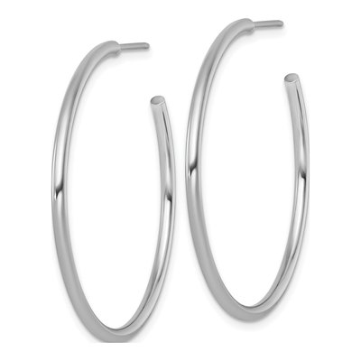 14K White Gold 40mm Tube C- Hoop Earrings – view 3