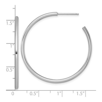 14K White Gold 40mm Tube C- Hoop Earrings – view 4