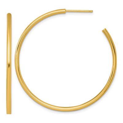 14K Yellow Gold 45mm Tube C- Hoop Earrings