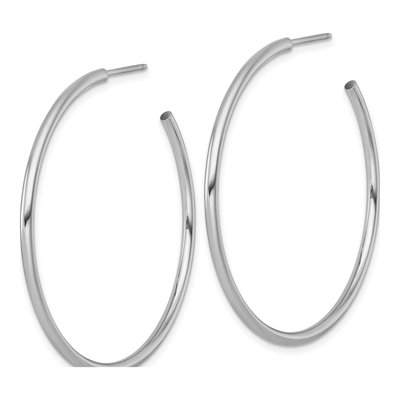 14K White Gold 45mm Tube C- Hoop Earrings – view 3
