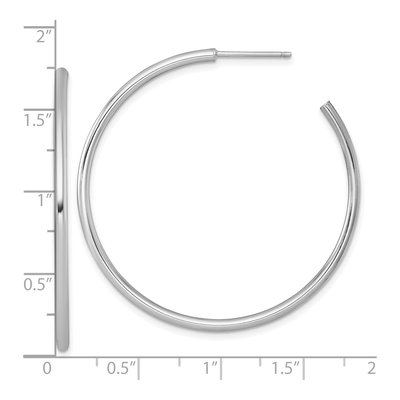 14K White Gold 45mm Tube C- Hoop Earrings – view 4