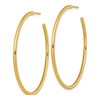 14K Yellow Gold 50mm Tube C- Hoop Earrings – view 3