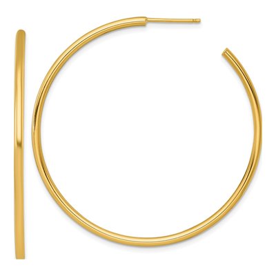 14K Yellow Gold 50mm Tube C- Hoop Earrings
