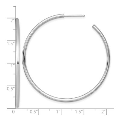 14K White Gold 50mm C- Tube Hoop Earrings – view 4
