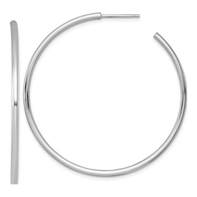 14K White Gold 50mm C- Tube Hoop Earrings