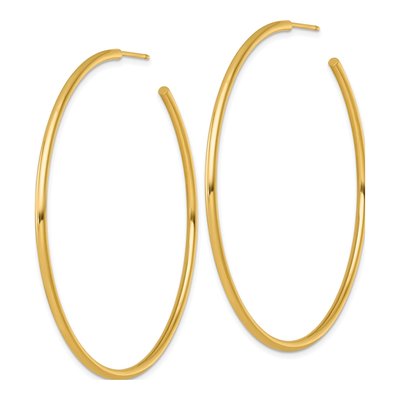 14K Yellow Gold 60mm Tube C- Hoop Earrings – view 3