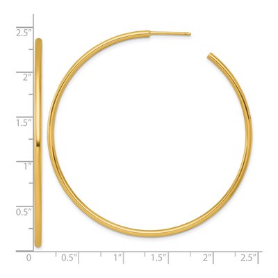 14K Yellow Gold 60mm Tube C- Hoop Earrings – view 4