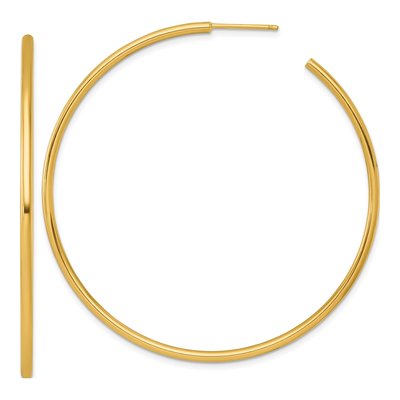 14K Yellow Gold 60mm Tube C- Hoop Earrings
