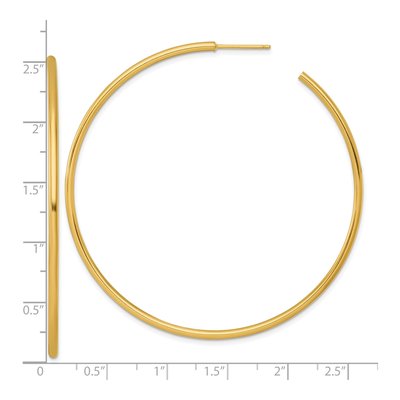 14K Yellow Gold 65mm Tube C- Hoop Earrings – view 4
