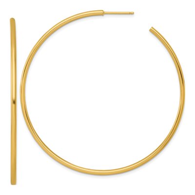 14K Yellow Gold 65mm Tube C- Hoop Earrings