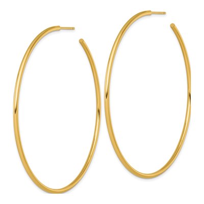14K Yellow Gold 70mm Tube C- Hoop Earrings – view 3