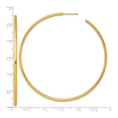 14K Yellow Gold 70mm Tube C- Hoop Earrings – view 4