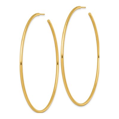 14K Yellow Gold 75mm Tube C- Hoop Earrings – view 3