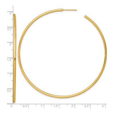 14K Yellow Gold 75mm Tube C- Hoop Earrings – view 4