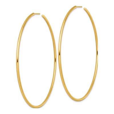 14K Yellow Gold 80mm Tube C- Hoop Earrings – view 3
