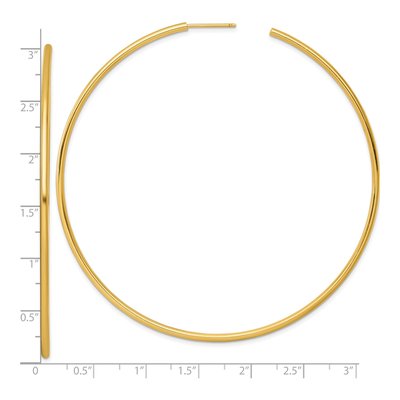 14K Yellow Gold 80mm Tube C- Hoop Earrings – view 4