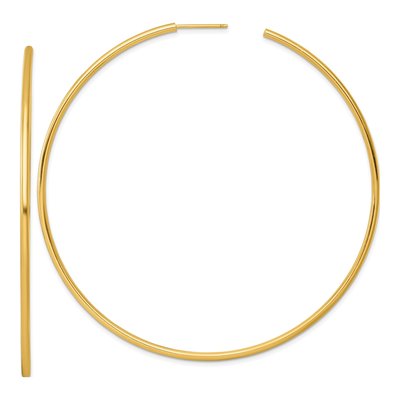 14K Yellow Gold 80mm Tube C- Hoop Earrings