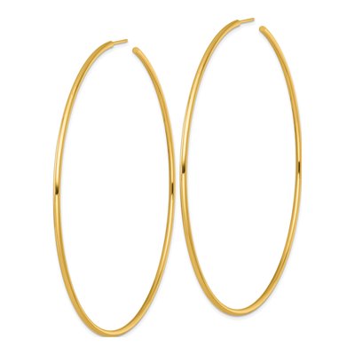 14K Yellow Gold 90mm Tube C- Hoop Earrings – view 3