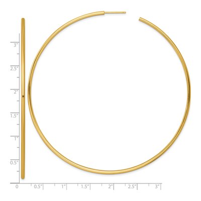 14K Yellow Gold 90mm Tube C- Hoop Earrings – view 4