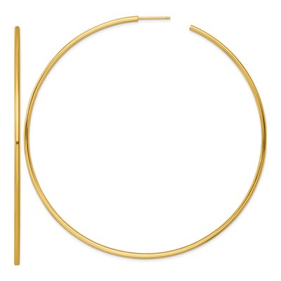 14K Yellow Gold 90mm Tube C- Hoop Earrings