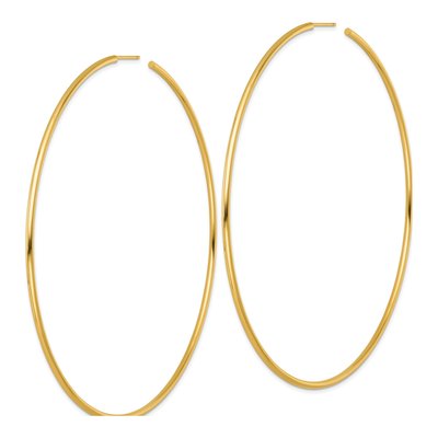 14K Yellow Gold 100mm Tube C- Hoop Earrings – view 3