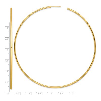14K Yellow Gold 100mm Tube C- Hoop Earrings – view 4