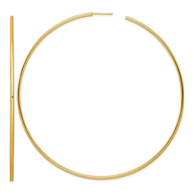 14K Yellow Gold 100mm Tube C- Hoop Earrings