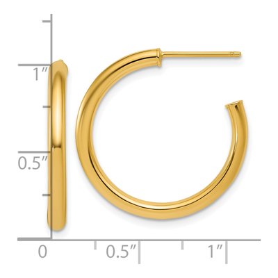 14K Yellow Gold 25mm Tube C- Hoop Earrings – view 3