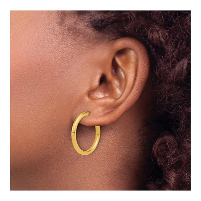 14K Yellow Gold 25mm Tube C- Hoop Earrings – view 4