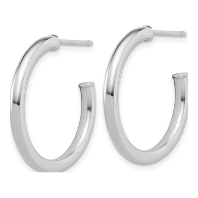 14K White Gold 25mm Tube C- Hoop Earrings – view 2