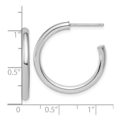 14K White Gold 25mm Tube C- Hoop Earrings – view 3