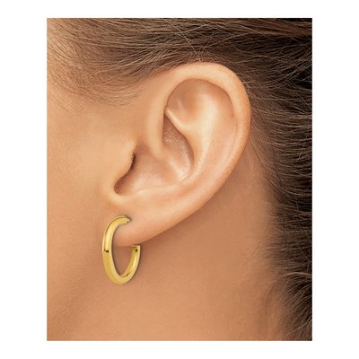 14K Yellow Gold 20mm Tube C- Hoop Earrings – view 4
