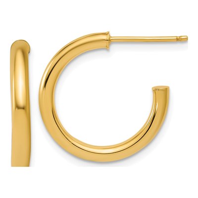 14K Yellow Gold 20mm Tube C- Hoop Earrings