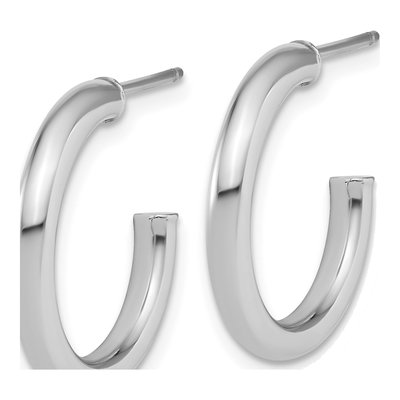 14K White Gold 20mm Tube C- Hoop Earrings – view 2