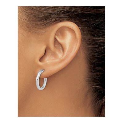 14K White Gold 20mm Tube C- Hoop Earrings – view 4