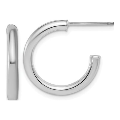 14K White Gold 20mm Tube C- Hoop Earrings