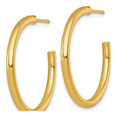 14K Yellow Gold 30mm Tube C- Hoop Earrings – view 3