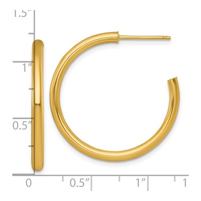 14K Yellow Gold 30mm Tube C- Hoop Earrings – view 4